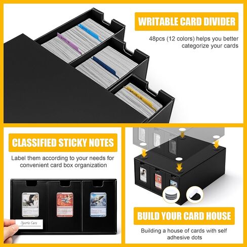 Trading Card Storage Box,[Viewing Windows] 12000+ Cardboard Cards Organizer Box with 48 Dividers for 5800+ Double-Sleeved Cards, for TCG,MTG,YuGiOh,PTCG, Game Sports Cards in Saudi Arabia