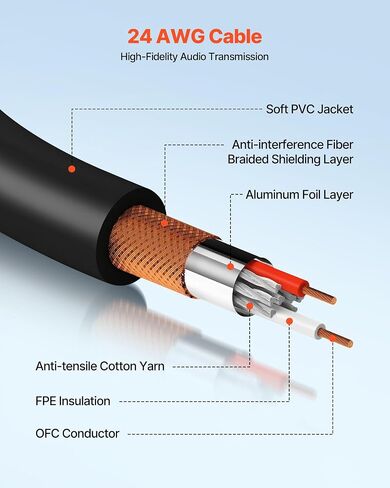 كابل VEVOR XLR بطول 100 قدم، عبوتان، كابلات ميكروفون DMX متوازنة محمية من ذكر إلى أنثى، أسلاك سلك مكبر صوت XLR مطلية بالذهب، لإضاءة المسرح، والميكروفونات، ومكبر الصوت، والخلاط، وأنظمة السماعات in Saudi Arabia