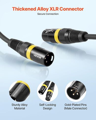 كابل VEVOR XLR بطول 100 قدم، عبوتان، كابلات ميكروفون DMX متوازنة محمية من ذكر إلى أنثى، أسلاك سلك مكبر صوت XLR مطلية بالذهب، لإضاءة المسرح، والميكروفونات، ومكبر الصوت، والخلاط، وأنظمة السماعات in Saudi Arabia