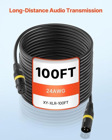 كابل VEVOR XLR بطول 100 قدم، عبوتان، كابلات ميكروفون DMX متوازنة محمية من ذكر إلى أنثى، أسلاك سلك مكبر صوت XLR مطلية بالذهب، لإضاءة المسرح، والميكروفونات، ومكبر الصوت، والخلاط، وأنظمة السماعات in Saudi Arabia