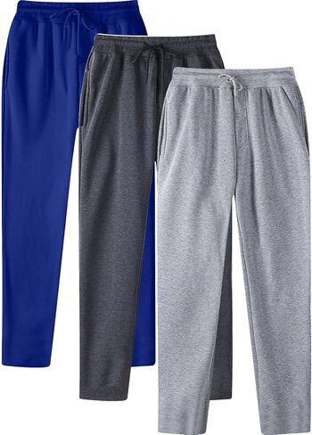 Aniywn Baggy Gym Sweatpants Men 3 Pack Loose Casual Trousers Elastic Waist Trousers Workout Active Open Bottom Sweat Pants in Saudi Arabia