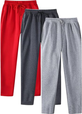Aniywn Baggy Gym Sweatpants Men 3 Pack Loose Casual Trousers Elastic Waist Trousers Workout Active Open Bottom Sweat Pants in Saudi Arabia