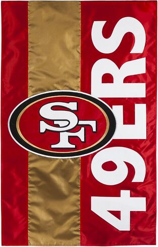Team Sports America NFL San Francisco 49ers Embroidered Logo Applique Garden Flag, 12.5 x 18 inches Indoor Outdoor Double Sided Decor for Football Fans in Saudi Arabia