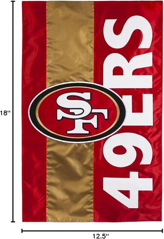 Team Sports America NFL San Francisco 49ers Embroidered Logo Applique Garden Flag, 12.5 x 18 inches Indoor Outdoor Double Sided Decor for Football Fans in Saudi Arabia