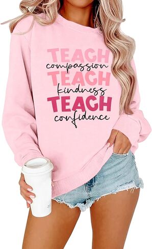 SFHFY Teacher Sweatshirt Women: Teach Kindness Pullover Teacher Life Shirt Special Education Tee Inspirational Tops in Saudi Arabia