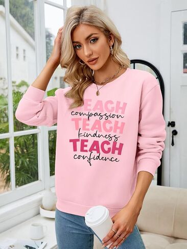 SFHFY Teacher Sweatshirt Women: Teach Kindness Pullover Teacher Life Shirt Special Education Tee Inspirational Tops in Saudi Arabia