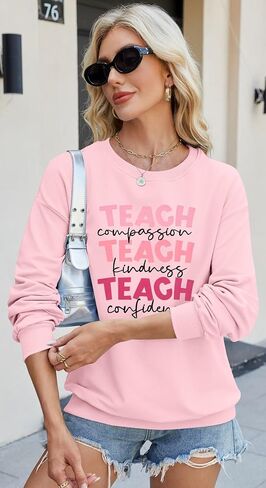 SFHFY Teacher Sweatshirt Women: Teach Kindness Pullover Teacher Life Shirt Special Education Tee Inspirational Tops in Saudi Arabia