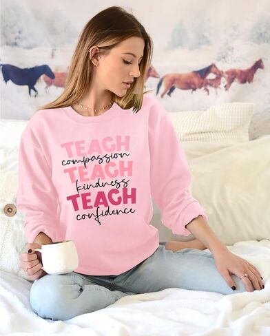 SFHFY Teacher Sweatshirt Women: Teach Kindness Pullover Teacher Life Shirt Special Education Tee Inspirational Tops in Saudi Arabia