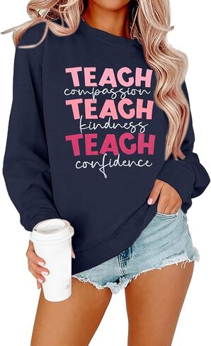 SFHFY Teacher Sweatshirt Women: Teach Kindness Pullover Teacher Life Shirt Special Education Tee Inspirational Tops in Saudi Arabia