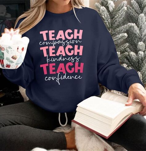 SFHFY Teacher Sweatshirt Women: Teach Kindness Pullover Teacher Life Shirt Special Education Tee Inspirational Tops in Saudi Arabia
