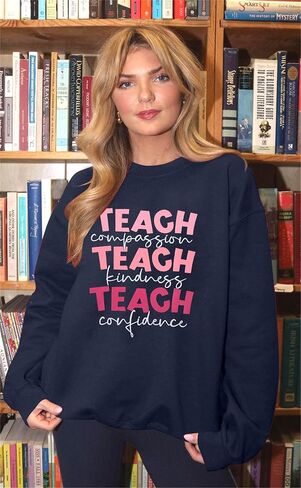 SFHFY Teacher Sweatshirt Women: Teach Kindness Pullover Teacher Life Shirt Special Education Tee Inspirational Tops in Saudi Arabia