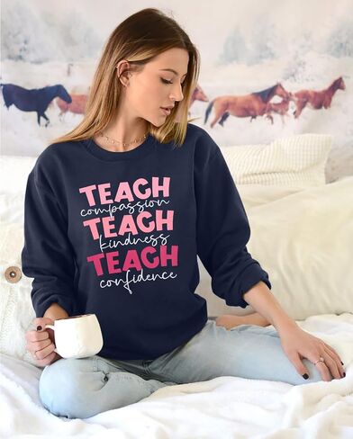 SFHFY Teacher Sweatshirt Women: Teach Kindness Pullover Teacher Life Shirt Special Education Tee Inspirational Tops in Saudi Arabia