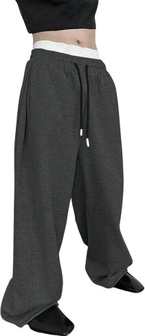 Baggy Sweatpants Men Wide Leg Sweats Trendy Open Bottom Casual Pants Loose Drawstring Y2K Trousers Streetwear in Saudi Arabia
