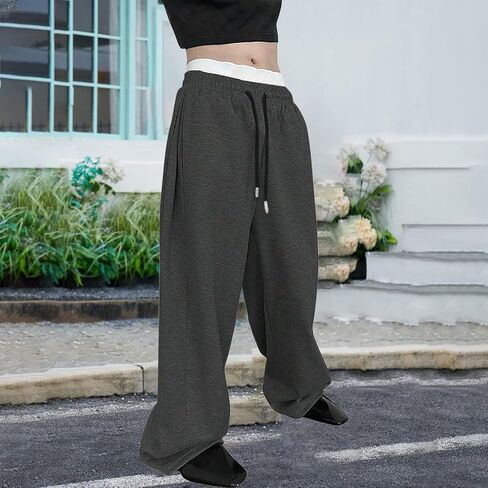 Baggy Sweatpants Men Wide Leg Sweats Trendy Open Bottom Casual Pants Loose Drawstring Y2K Trousers Streetwear in Saudi Arabia