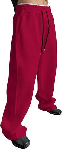 Baggy Sweatpants Men Wide Leg Sweats Trendy Open Bottom Casual Pants Loose Drawstring Y2K Trousers Streetwear in Saudi Arabia