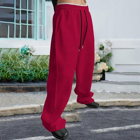 Baggy Sweatpants Men Wide Leg Sweats Trendy Open Bottom Casual Pants Loose Drawstring Y2K Trousers Streetwear in Saudi Arabia