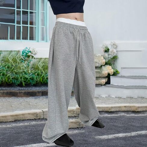 Baggy Sweatpants Men Wide Leg Sweats Trendy Open Bottom Casual Pants Loose Drawstring Y2K Trousers Streetwear in Saudi Arabia