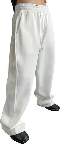 Baggy Sweatpants Men Wide Leg Sweats Trendy Open Bottom Casual Pants Loose Drawstring Y2K Trousers Streetwear in Saudi Arabia