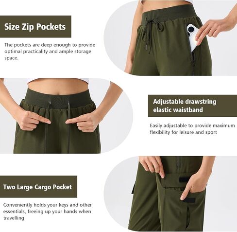 ZENGVEE Women's Quick Dry Hiking Cargo Pants with 5 Pockets Lightweight Athletic Travel Outdoor Joggers Casual Track in Kuwait