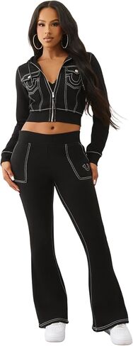 True Religion Women’s Big T Flare Pants | Wide Leg Sweatpants with Sign-Stitching & Pull-On Fit in Saudi Arabia