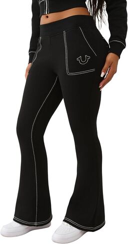 True Religion Women’s Big T Flare Pants | Wide Leg Sweatpants with Sign-Stitching & Pull-On Fit in Saudi Arabia