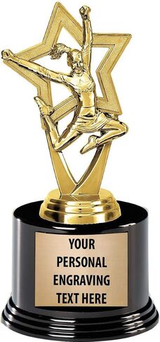 Crown Awards Cheerleading Trophies with Custom Engraving, 7.25" Personalized Gold Cheer Star Trophy On Deluxe Round Base Prime in Saudi Arabia