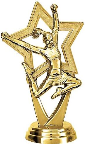 Crown Awards Cheerleading Trophies with Custom Engraving, 7.25" Personalized Gold Cheer Star Trophy On Deluxe Round Base Prime in Saudi Arabia