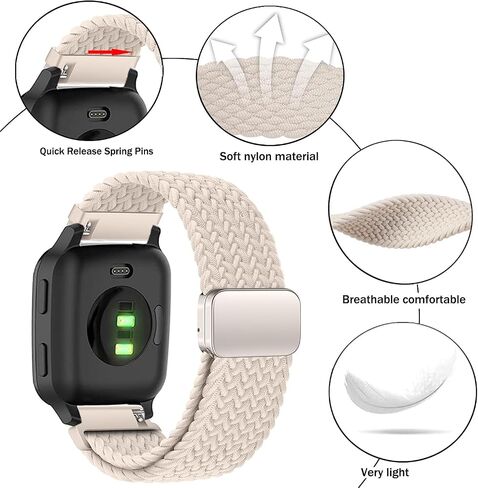 شريط مضفر من النايلون لـ Garmin Venu Sq/Sq Music/Sq 2/Sq 2 Music، حزام مطاطي 20 مم لـ Garmin Venu 2 Plus/Vivoactive 3/5/6/Vivomove HR/Forerunner 55 245 645 in Kuwait