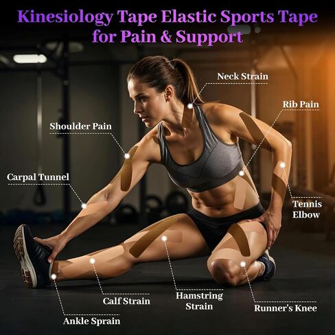 Pro VityElk Kinesiology Tape Uncut Elastic Sports Tape for Muscle Pain Relief & Support - Breathable Waterproof Athletic Tape for Joints, Back, Knees - 2In x 16.4ft /Roll (Black 2 Roll) in Saudi Arabia