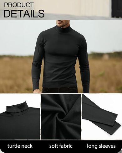 Neer 5 Packs Mens Big and Tall Long Sleeve Shirts Turtleneck Thermal Tops Casual Basic Tees Lightweight Pullover Undershirt in Saudi Arabia