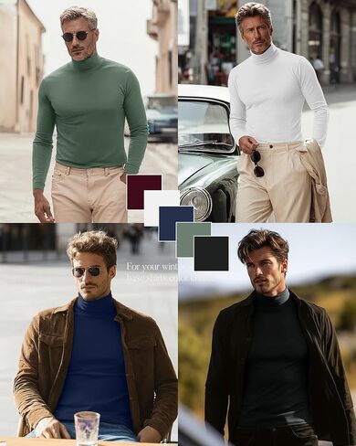 Neer 5 Packs Mens Big and Tall Long Sleeve Shirts Turtleneck Thermal Tops Casual Basic Tees Lightweight Pullover Undershirt in Saudi Arabia