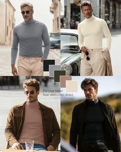 Neer 5 Packs Mens Big and Tall Long Sleeve Shirts Turtleneck Thermal Tops Casual Basic Tees Lightweight Pullover Undershirt in Saudi Arabia