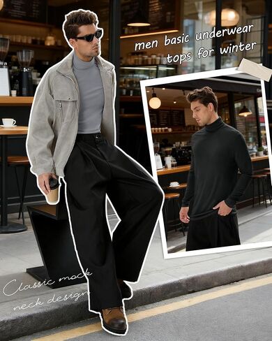 Neer 5 Packs Mens Big and Tall Long Sleeve Shirts Turtleneck Thermal Tops Casual Basic Tees Lightweight Pullover Undershirt in Saudi Arabia
