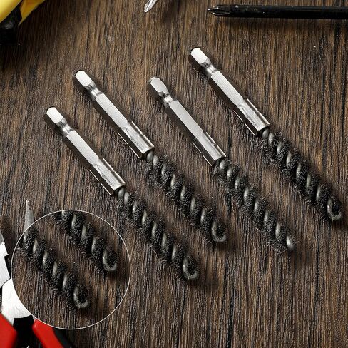 4PCS Stainless Steel Golf Club Cleaner Brush Golfs Scrub Shaft Ferrules Head Hosel Brushes, Hex Shank Handle Electric Drill Wire Bore Brush for Deeply Clean Debris Dust Glue in Golf Club Hosel Holes in Saudi Arabia