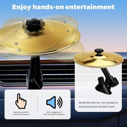 2PCS Car Symbol Drum, Car Air Vent Mini Cymbal, Percussion Instrument, Driving Entertainment, Stress Relief, Easy Clip-On Toy, Music Lovers, Fits All Vehicles,Gold in Kuwait