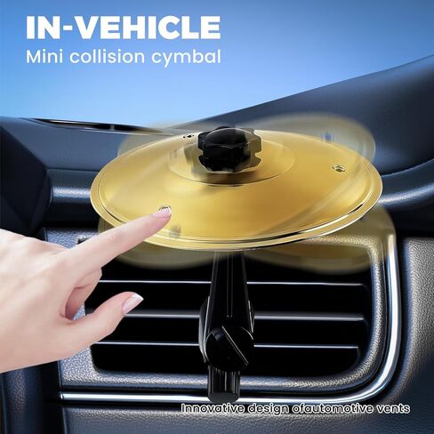 2PCS Car Symbol Drum, Car Air Vent Mini Cymbal, Percussion Instrument, Driving Entertainment, Stress Relief, Easy Clip-On Toy, Music Lovers, Fits All Vehicles,Gold in Kuwait