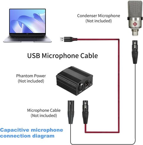 3.3FT XLR to USB Recording Cable,XLR Female to USB A Microphone Link Converter Cable for Microphones or Karaoke Recording in Saudi Arabia