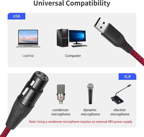 3.3FT XLR to USB Recording Cable,XLR Female to USB A Microphone Link Converter Cable for Microphones or Karaoke Recording in Saudi Arabia