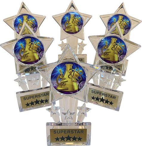 Express Medals 6.5 Inch Clear Acrylic Star Science Fair Project Superstar Trophy Awards (Pack of 6) in Saudi Arabia