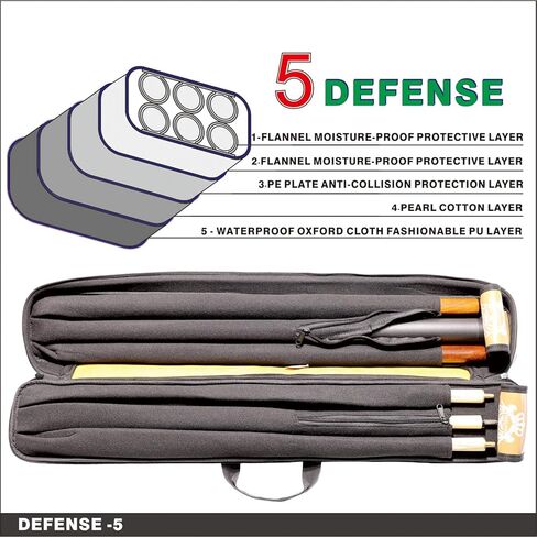 حقيبة عصا البلياردو، حقيبة حمل عصا البلياردو مبطنة ناعمة مع جيوب متعددة للأعقاب والأعمدة، حقيبة عصا البلياردو مع أشرطة لعصي البلياردو وملحقاتها in Kuwait