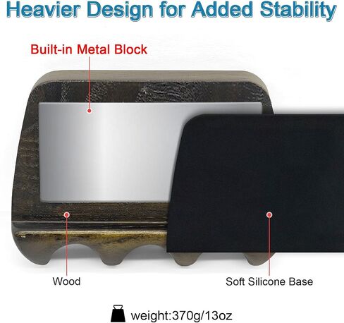 Wood Pool Cue Holder Non-Slip Silicone Base Solid Wooden Construction | Holds 2/3/4/5 Cues Weighted Metal Inside for Stability Billiard Accessory for Table, Bar & Game Room，Brown in Saudi Arabia