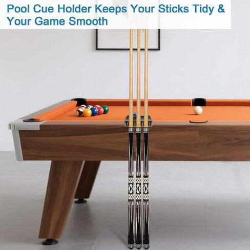 Wood Pool Cue Holder Non-Slip Silicone Base Solid Wooden Construction | Holds 2/3/4/5 Cues Weighted Metal Inside for Stability Billiard Accessory for Table, Bar & Game Room，Brown in Saudi Arabia