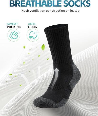 Cotton Crew Socks for Work Hiking, Thermal Warm Winter Boot Sock Cushioned Moisture Athletic Sports Running (6 Pairs) in Saudi Arabia