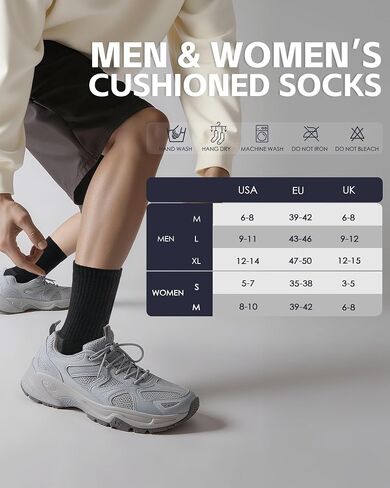 Cotton Crew Socks for Work Hiking, Thermal Warm Winter Boot Sock Cushioned Moisture Athletic Sports Running (6 Pairs) in Saudi Arabia