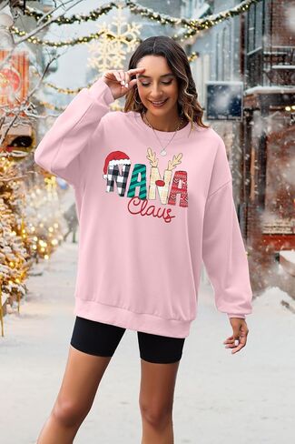 EGELEXY Christmas Nana Claus Sweatshirt Women Nana Graphics Tops Vintage Merry Grandma Long Sleeve Outfits in Saudi Arabia
