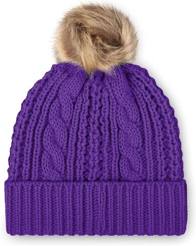 FOCO Women's Minnesota Vikings NFL Logo Faux Fur Pom Beanie Hat, Team Color in Saudi Arabia