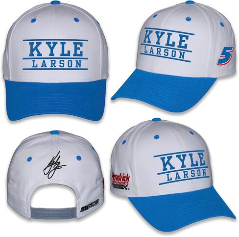 Checkered Flag Sports Kyle Larson #5 NASCAR 2025 Adult Throwback Cotton Twill Snapback White Hat in Saudi Arabia