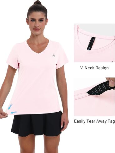 Women's UPF 50+ Sun Shirts Dry Fit Athletic Running Short Sleeve T-Shirts V-Neck Performance Tee Top in Saudi Arabia