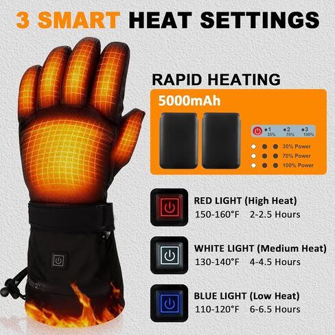 AYEAH Rechargeable Heated Gloves with 3 Heat Settings for Winter Outdoor Work Hunting Camping Snowboarding Hiking in Saudi Arabia
