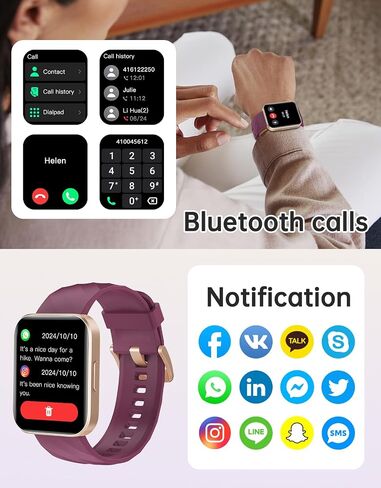 Smart Fitness Tracker Watch with Bluetooth Call, Purple Band, Gold Case, 100+ Sports Modes, IP68 Waterproof, Sleep and Step Counter in Saudi Arabia